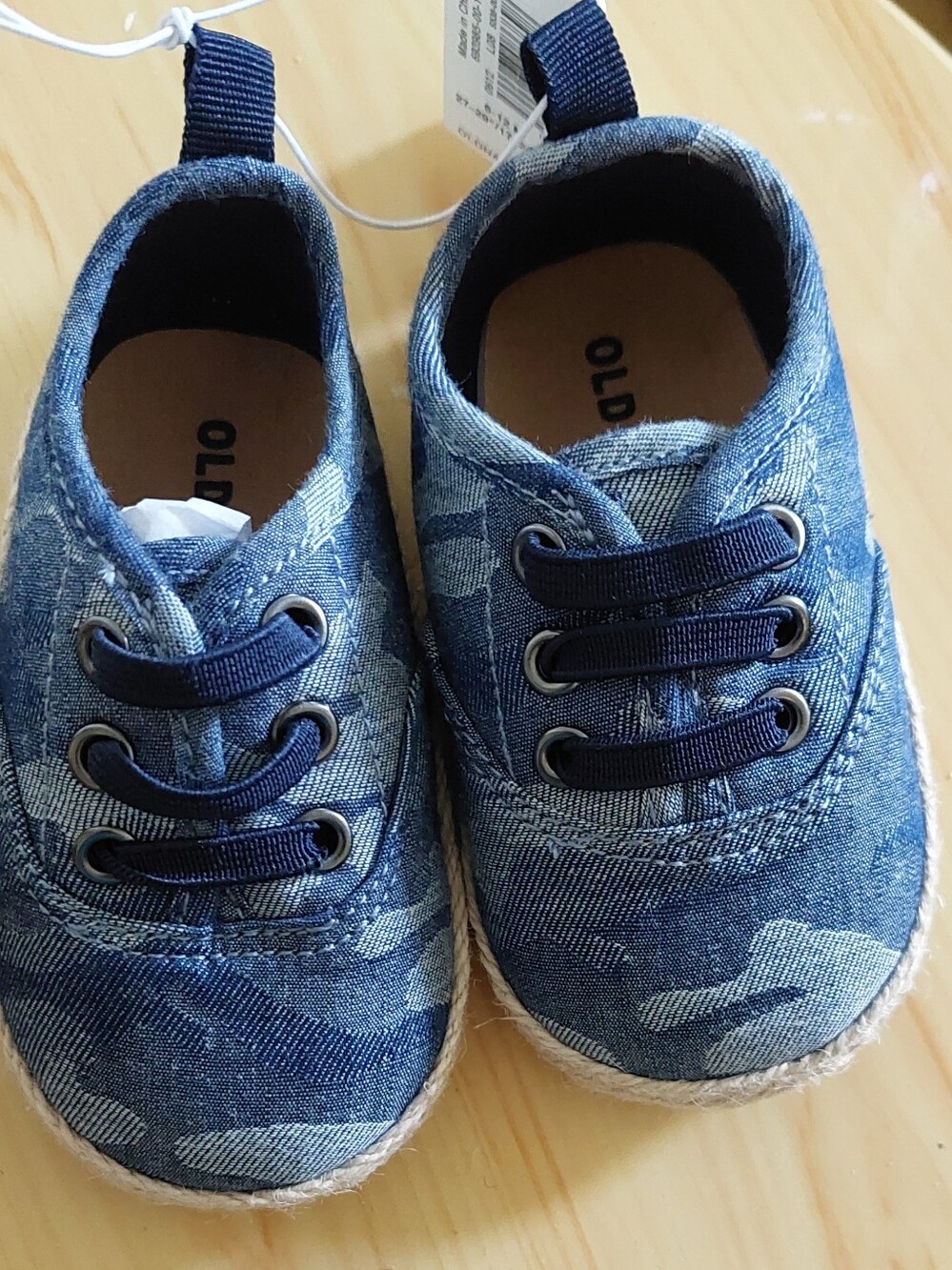Old Navy Navy Denim Camo Baby Slip-On Sneakers